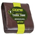 Core Tarps 20 ft L x 0.5 mm H x 20 ft W Heavy Duty 8 Mil Tarp, Brown/Black, Polyethylene CT-402-20X20